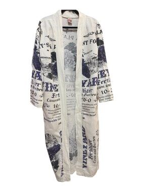 Vintage Style Feed Sack Duster Robe Cotton Vineyard Fertilizer Kimono OS